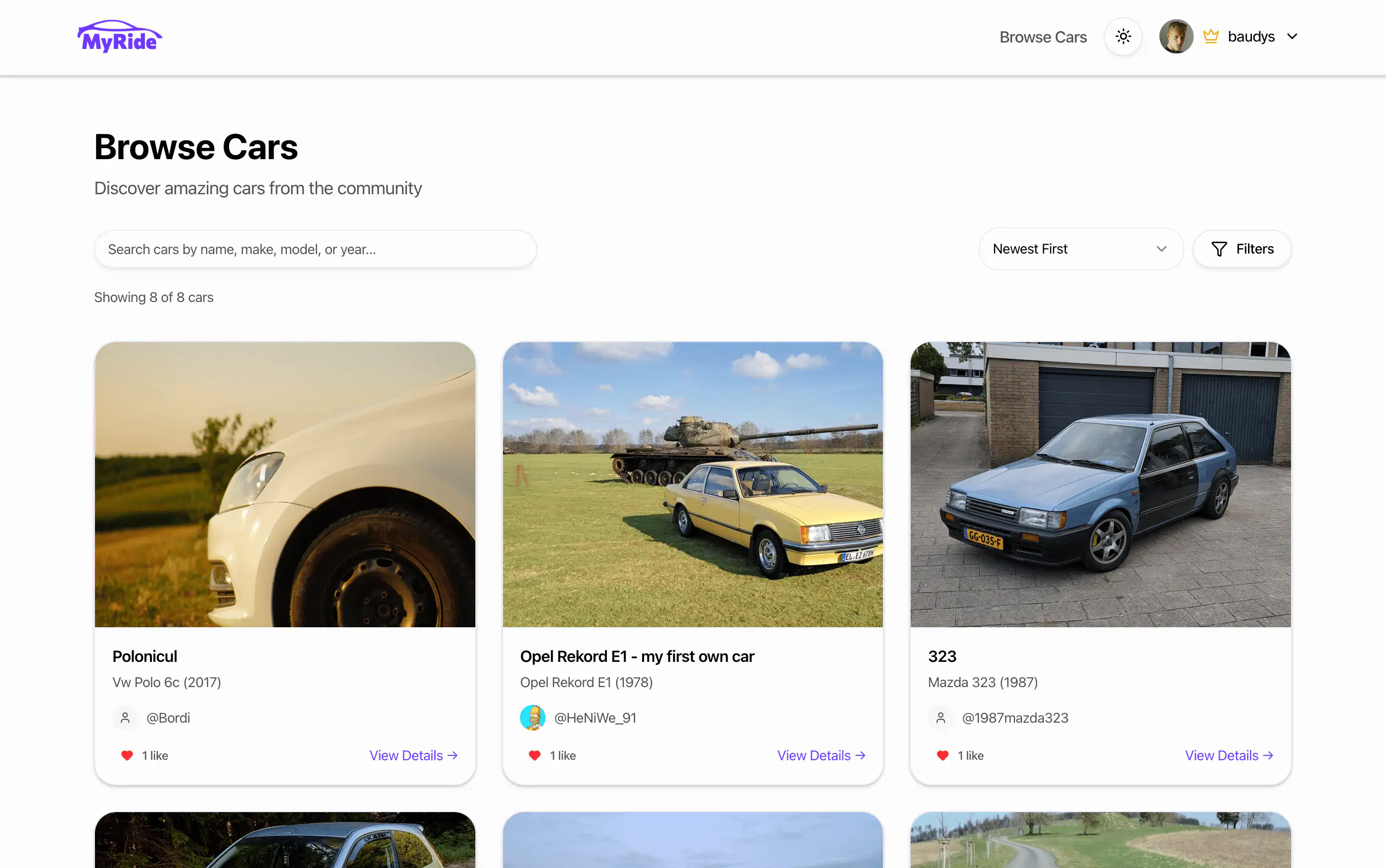 My Ride showcase screenshot